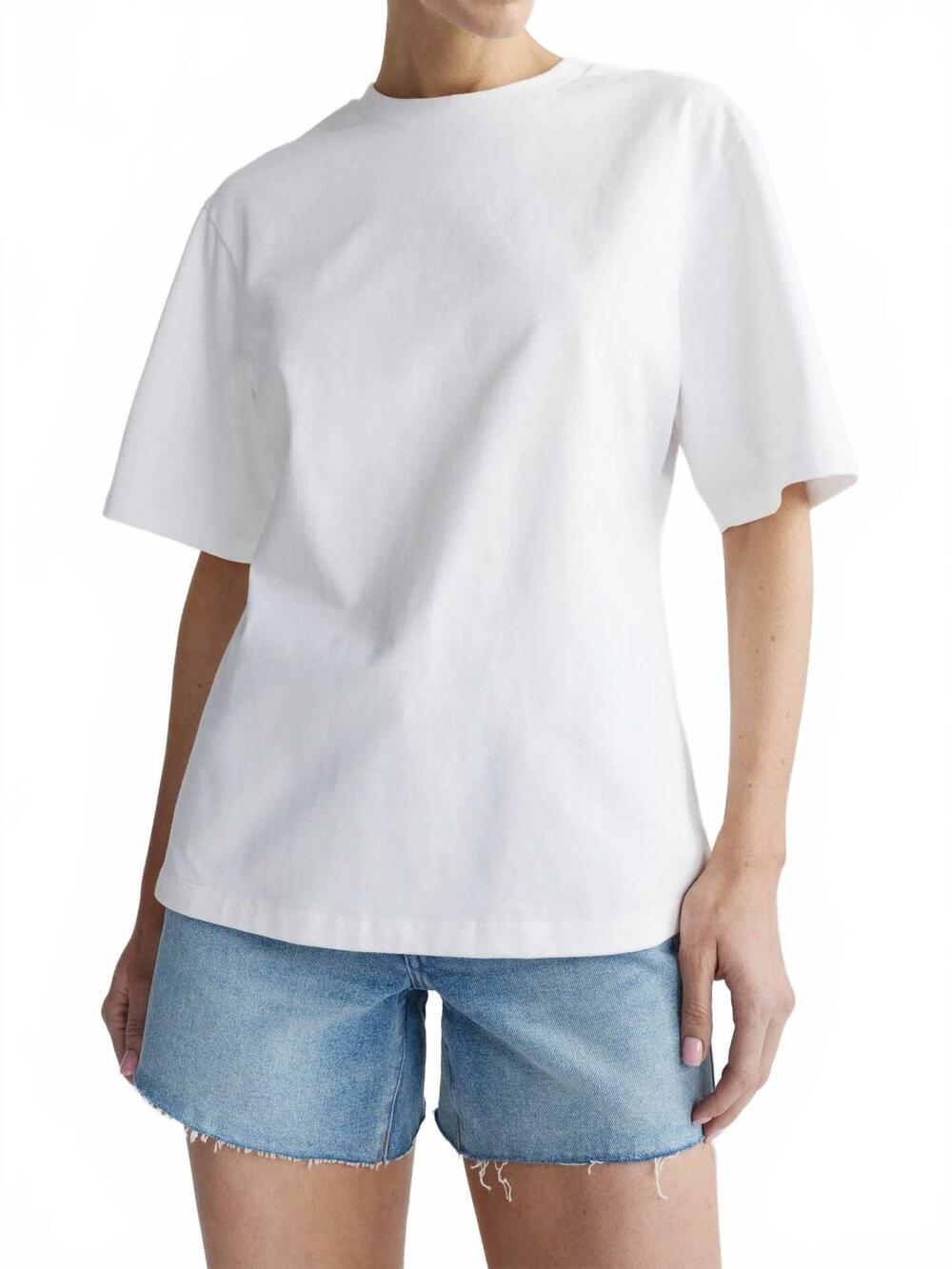 NEW DL1961 - WOMEN'S girlfriend short sleeve tee in classic white